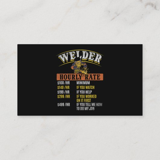 Carte De Visite Métal ouvrier soudage MIG souder Funny Welder Heur (Dos)