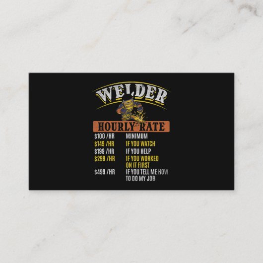 Carte De Visite Métal ouvrier soudage MIG souder Funny Welder Heur (Devant)