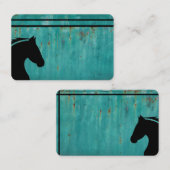 Carte De Visite Métal oxydé avec tête de cheval noir sur un Modèle (Devant / Derrière)