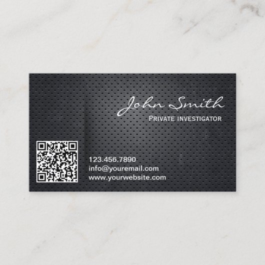 Carte De Visite Metal QR Code Enquêteur professionnel Dark (Devant)