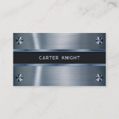 Carte De Visite Métal Riveté Bleu Industriel  (Devant)