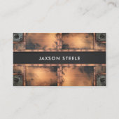 Carte De Visite Métal Riveté Industriel Cuivre Rustique (Devant)