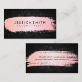 Carte De Visite Métal rose brossé | Motif géométrique noir (Devant / Derrière)