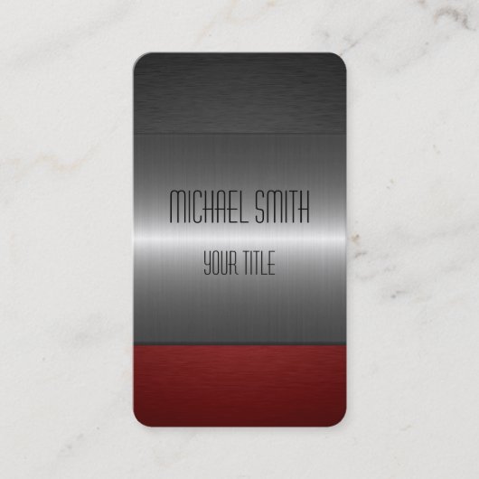 Carte De Visite Métal rouge et noir d'acier inoxydable (Devant)