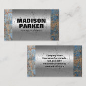 Carte De Visite Métal rouillé | Ancien Arrière - plan métallique r (Devant / Derrière)