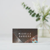 Carte De Visite Métal rouillé perforé (Debout devant)