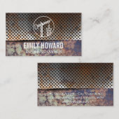 Carte De Visite Métal rouillé perforé | Grue de construction (Devant / Derrière)