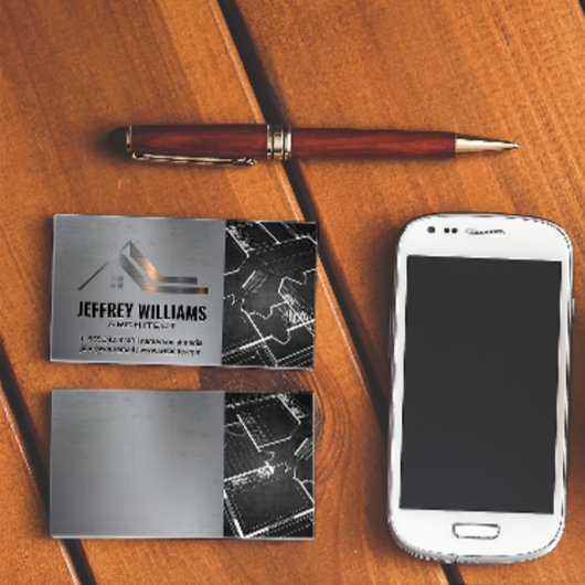 Carte De Visite Métal sur le toit | Impression bleue des propriété