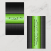 Carte De Visite Métal vert et noir d'acier inoxydable (Devant / Derrière)