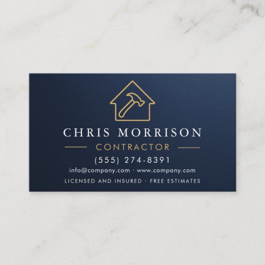 Carte De Visite Metallic Building Construction Navy Blue   (Devant)