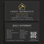 Carte De Visite Metallic Construction Modern Black Gold QR Code