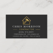 Carte De Visite Metallic Construction Modern Black Gold QR Code (Devant)