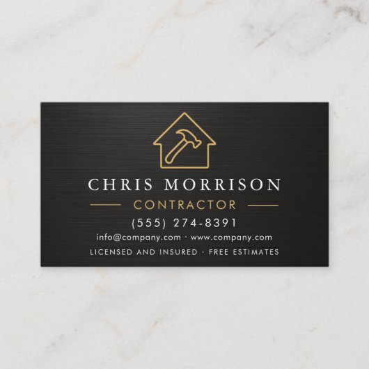 Carte De Visite Metallic General Construction Black Gold QR Code (Devant)