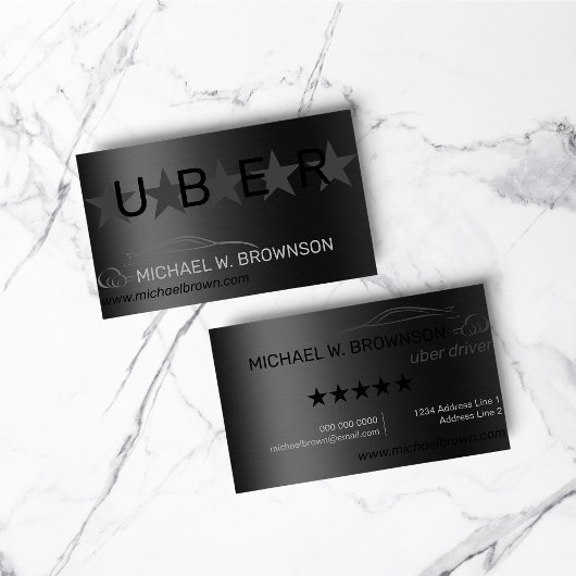 Carte De Visite Metallic Grey Silver Minimal voiture conducteur au