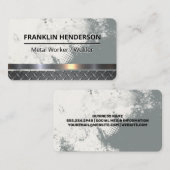 Carte De Visite Metallic | Grunge Background | Construction (Devant / Derrière)