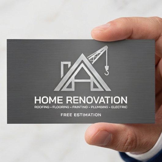 Carte De Visite Metallic Home Renovation Structural Contractor