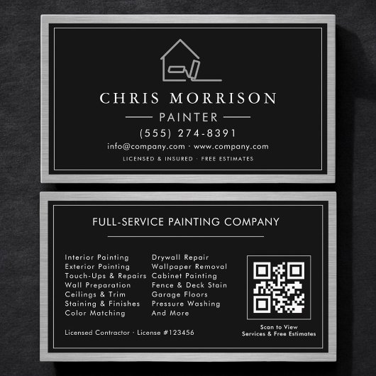 Carte De Visite Metallic House Painter QR Code Painting 