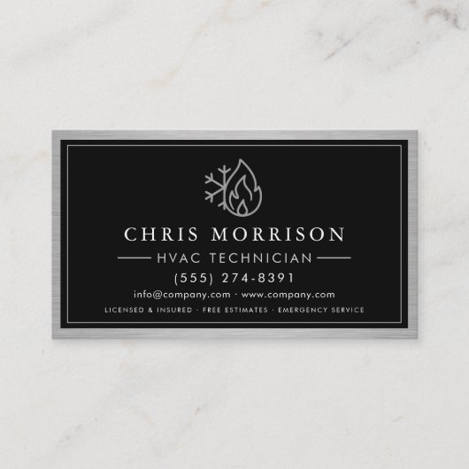 Carte De Visite Metallic HVAC Technician QR Code (Devant)