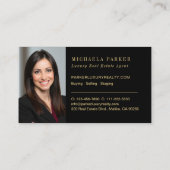 Carte De Visite Metallic Luxury Real Estate Agent Black Gold (Dos)