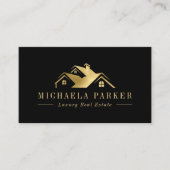 Carte De Visite Metallic Luxury Real Estate Agent Black Gold (Devant)