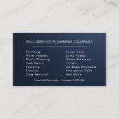 Carte De Visite Metallic Plumber Navy Blue Gold Minimalist (Dos)
