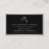 Carte De Visite Metallic Plumbing Services Plumber Black Silver  (Devant)