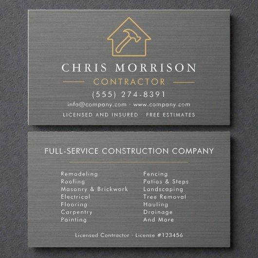 Carte De Visite Metallic Steel Building Construction Contractor