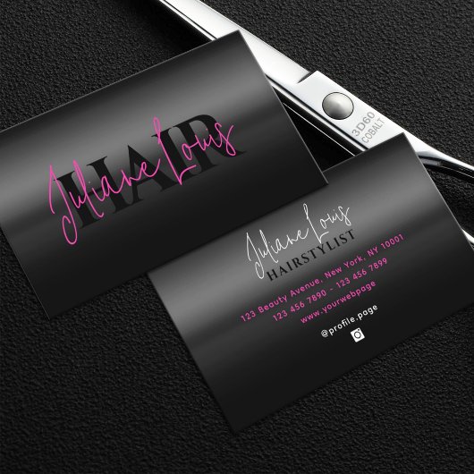 Carte De Visite Metallic texture hairstylist Business Card