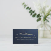 Carte De Visite Metallic Transport Car QR Code Navy Blue & Gold (Debout devant)