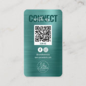 Carte De Visite Metallic Turquoise Connect avec les médias sociaux (Devant)