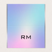 Carte de visite métallique accent rose et bleu fon (Extérieur déplié)