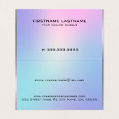 Carte de visite métallique accent rose et bleu fon (Intérieur déplié)