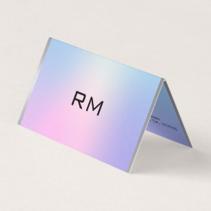 Carte de visite métallique accent rose et bleu fon