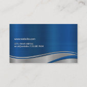 Carte De Visite Métallique Bleu Gris Brossé Industriel (Dos)