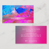 Carte de visite métallique bleu rose abstrait mode (Devant / Derrière)