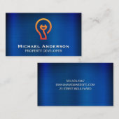 Carte De Visite Métallique bleue | Bouchon électrique à ampoule lé (Devant / Derrière)