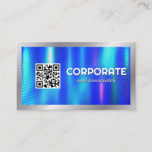 Carte De Visite Métallique bleue   Code QR   Entreprise