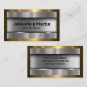 Carte De Visite Métallique brossé | Aluminium d'or (Devant / Derrière)