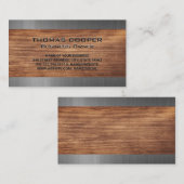 Carte De Visite Métallique brossé | Découpe en bois (Devant / Derrière)
