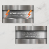 Carte De Visite Métallique brossé | Logo de prise électrique (Devant / Derrière)