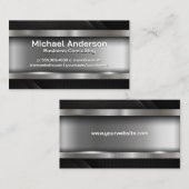 Carte De Visite Métallique brossé | Panneaux de réglage noir (Devant / Derrière)