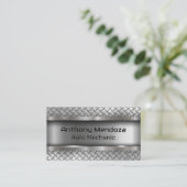 Carte De Visite Métallique brossé | Plaque en acier diamant (Debout devant)