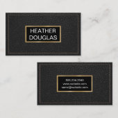 Carte De Visite Métallique classique | Cuir noir pointu (Devant / Derrière)