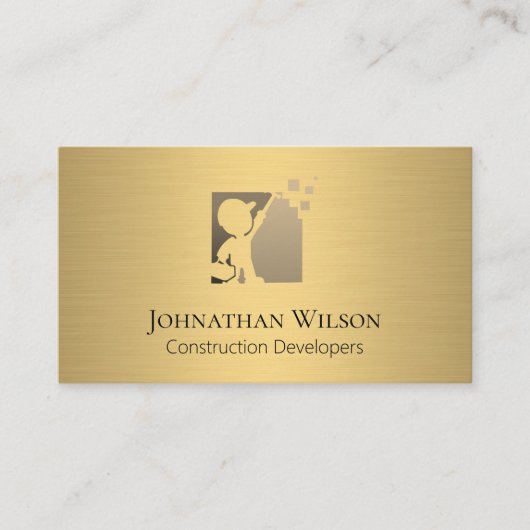 Carte de visite métallique de menuiserie Or (Devant)