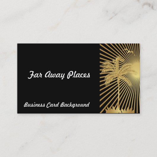 Carte de visite métallique de palmier et de soleil (Devant)