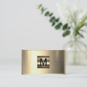 Carte de visite métallique en acier inoxydable or (Debout devant)