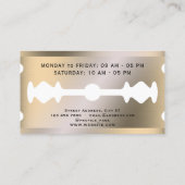 Carte de visite métallique en or à lame de Faux (Dos)