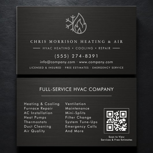 Carte de visite métallique QR Code pour services C