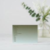 Carte de visite métallique vert (Debout devant)