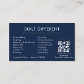 Carte de visite métallisée bleu marine or Code QR (Dos)
